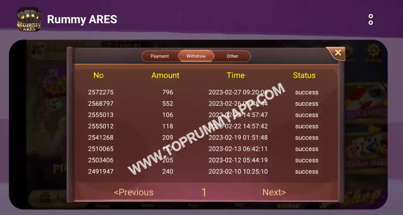 Rummy Ares App Payment Proof All Rummy App List 51 Bonus