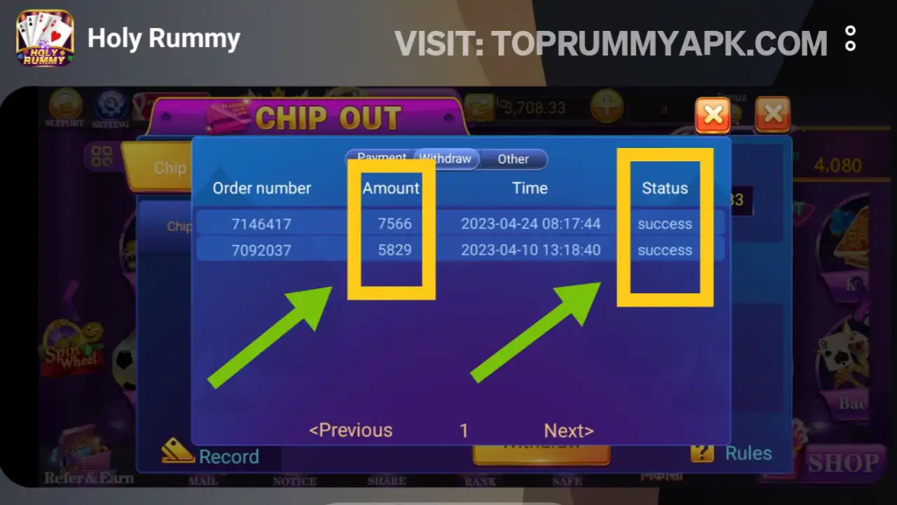 Holy Rummy Mod Apk Payment Proof