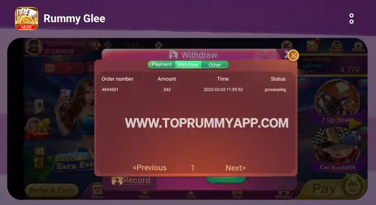 Rummy Glee App Payment Proof - Teen Patti Glee App Payment Proof