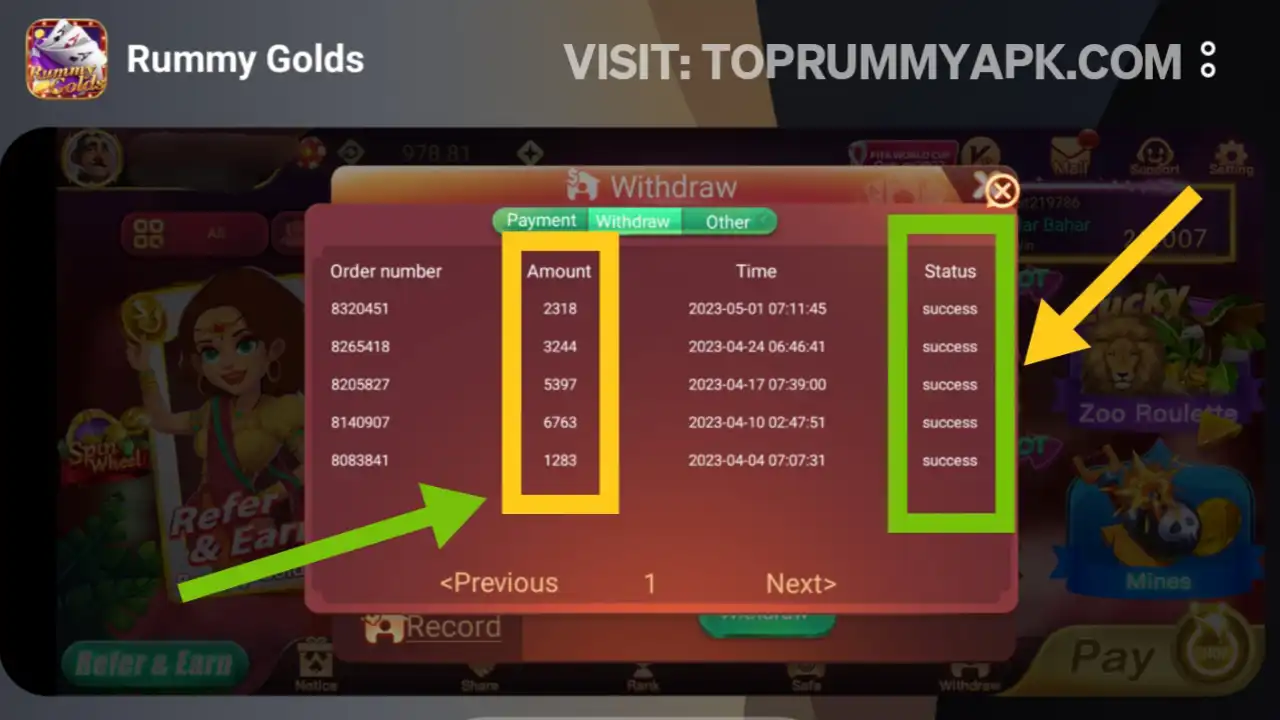 Rummy Golds Apk Payment Proof Top Rummy App List 41 Bonus