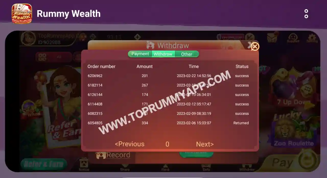 Rummy Wealth App Payment Proof Top Rummy App