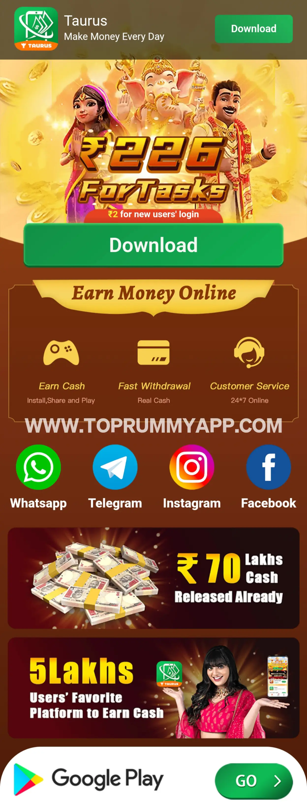 Taurus Cash App Download Top Rummy App