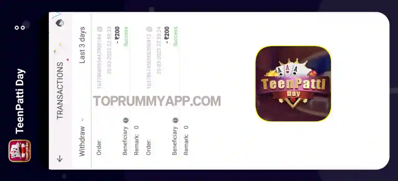 Teen Patti Day App Payment Proof Top Rummy App